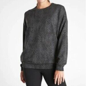 Athleta Studio to Street XS Splatter Gray Grey Sweatshirt Soft Stretchy Sweater